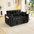 thumbnail image 4 of FFH 54" Convertible Sleeper Sofa, Futon Loveseat Couch with Pull Out Bed, Storage Pockets, Adjustable Backrest, Black, 4 of 10