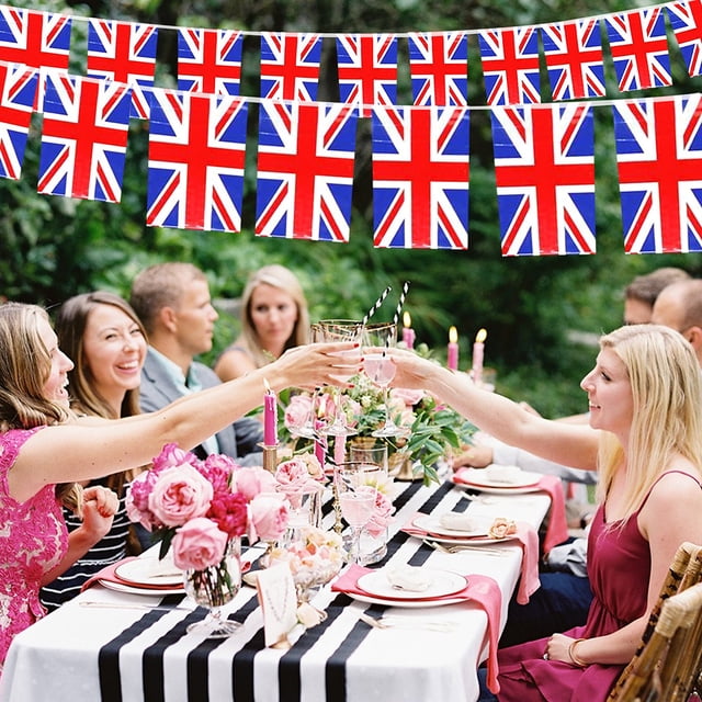 Banderas británicas, banderines triangulares de la Unión, 25 unidades, banderines con la bandera de Inglaterra para aniversario, banderines triangulares muy versátiles