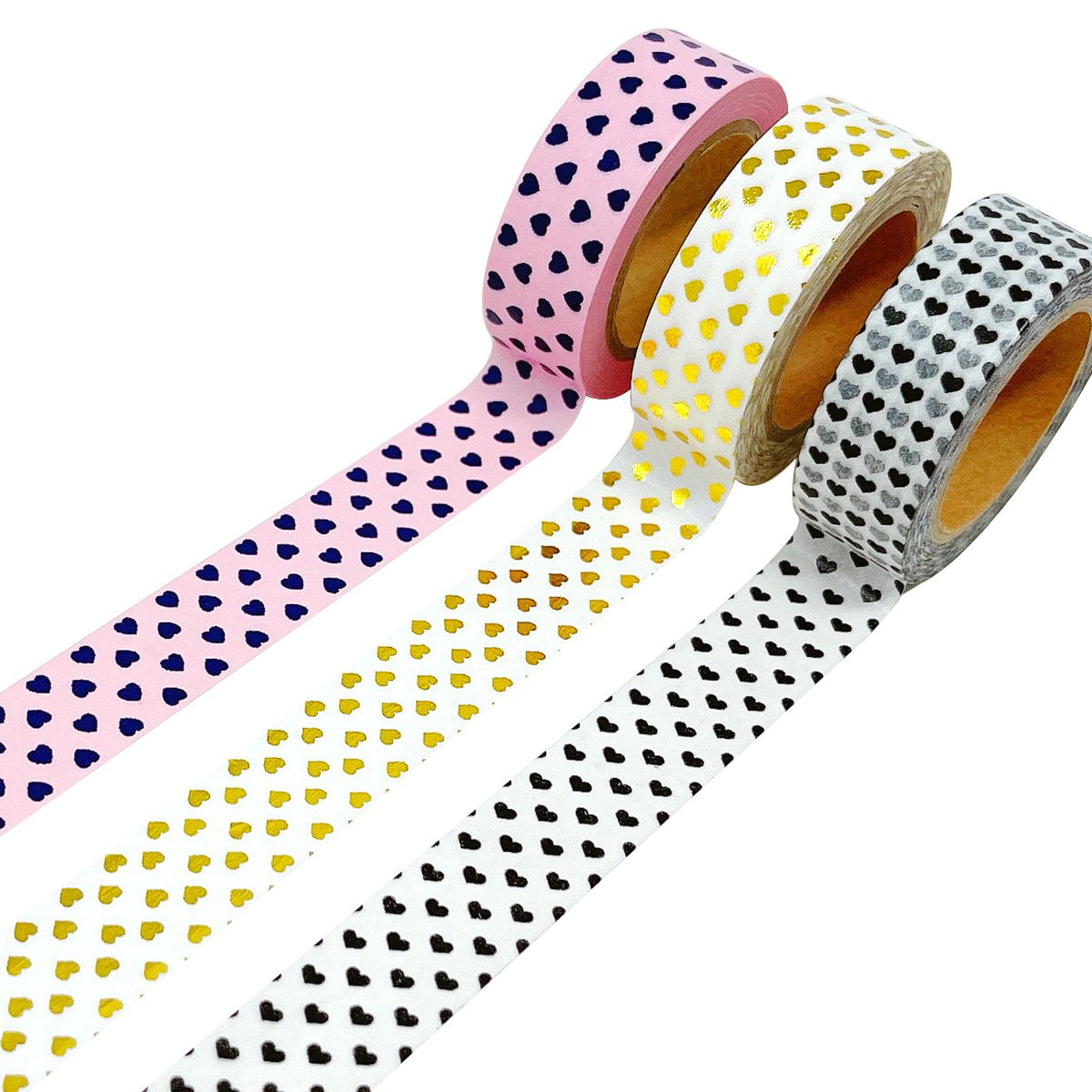 Wrapables Colorful Washi Masking Tape, Metallic Gold Diagonal Stripes on Yellow