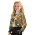thumbnail image 5 of Xoenoiee Deer Butterfly Daisy Print Girl's Crop Tops Graphic Long Sleeve Crewneck Sweatshirts Drop Shoulder Cute Pullover Tops T Shirt, 11-12 Years, 5 of 7