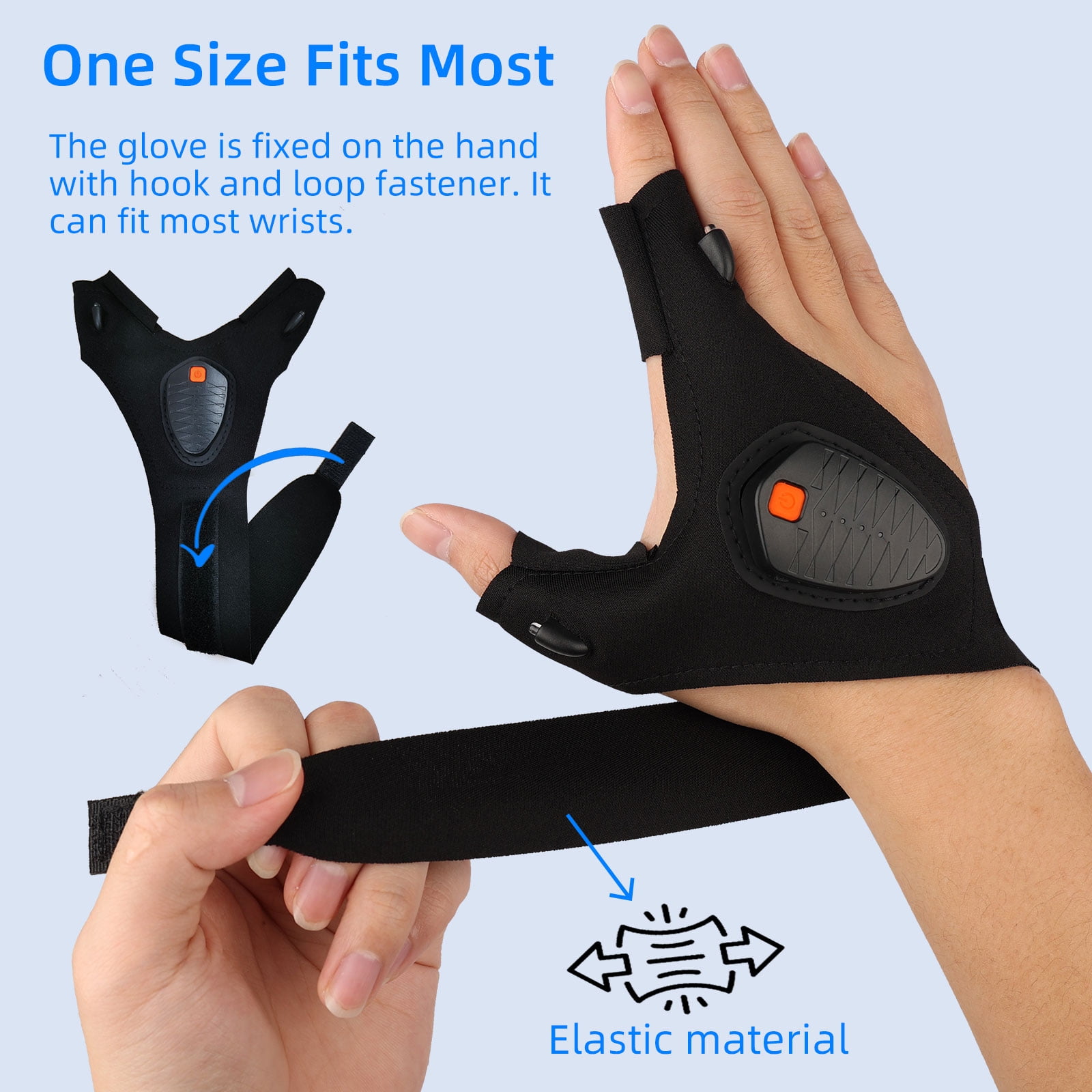 White Elephant Gifts Stocking Stuffers for Men Adults, Rechargeable LED Flashlight Gloves, Christmas Cool Gadgets Gift for Dad Him Husband Boyfriend, Waterproof Finger Lights for Fishing Camping