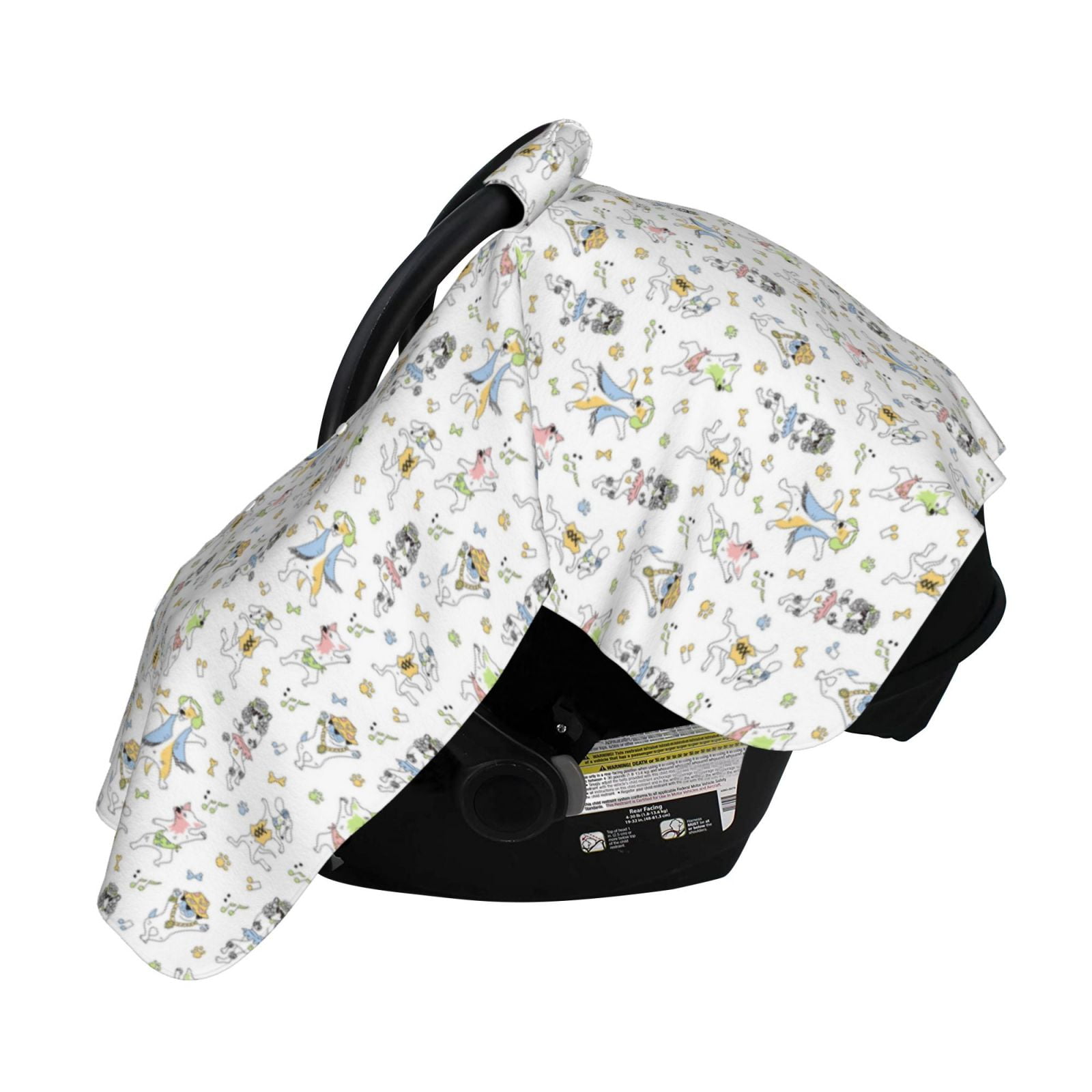 Naloa Dancing Dogs Baby Car Seat Cover, Breathable Baby Carrier Cover, Multiuse Baby Carrier Cover & Nursing Breastfeeding Cover