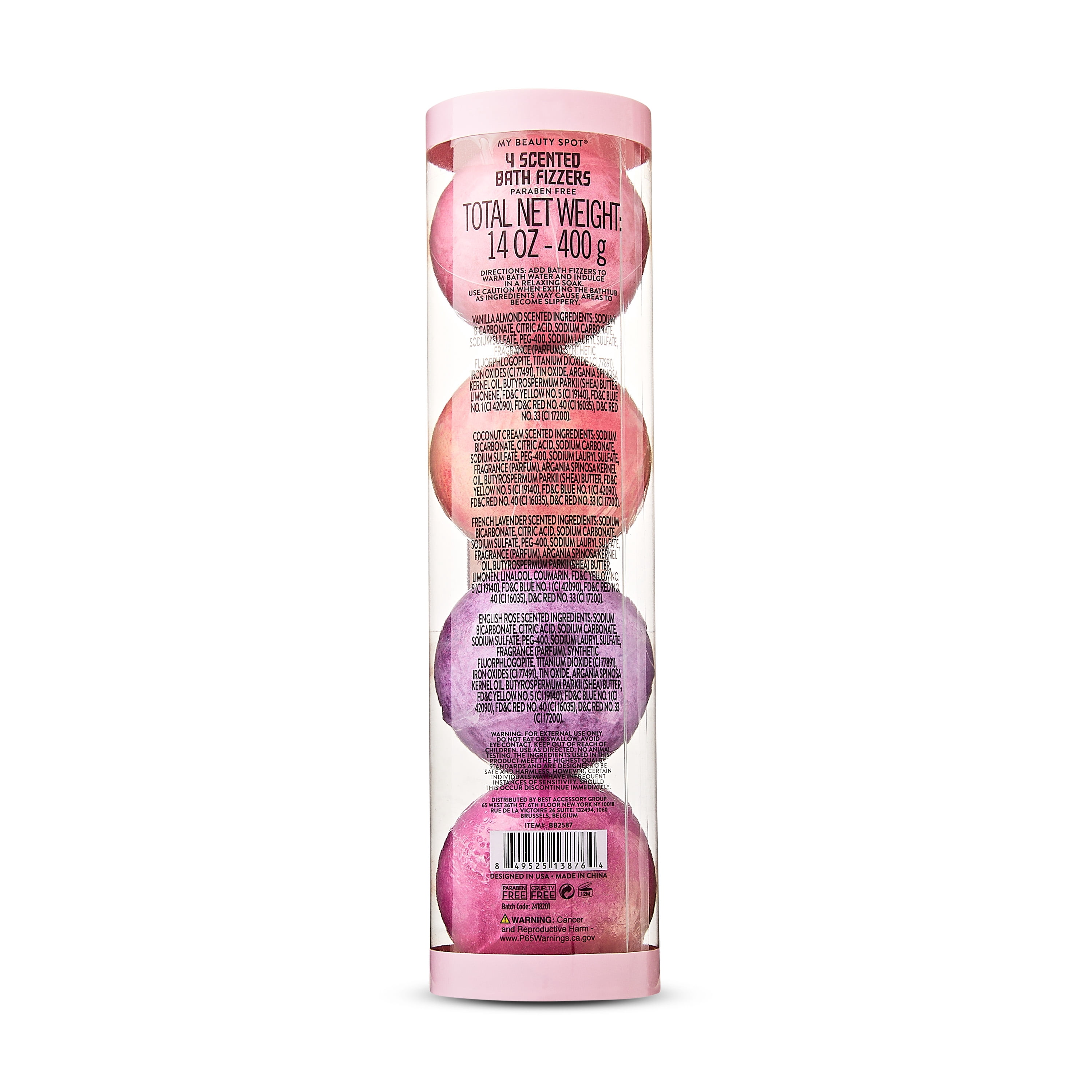My Beauty Spot Rose Gold Scented Bath Fizzers, 4 Pieces