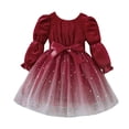 thumbnail image 2 of KYAIGUO Baby Toddler Silk Velvet Dress for Girls,Kids Long Sleeved Princess Mesh Skirt Tutu Tulle Onesies Bow Dress for 1-7Y, 2 of 9