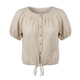 thumbnail image 1 of Blusa Quarry para Dama, Manga Peplum Beige Talla G, 1 of 4