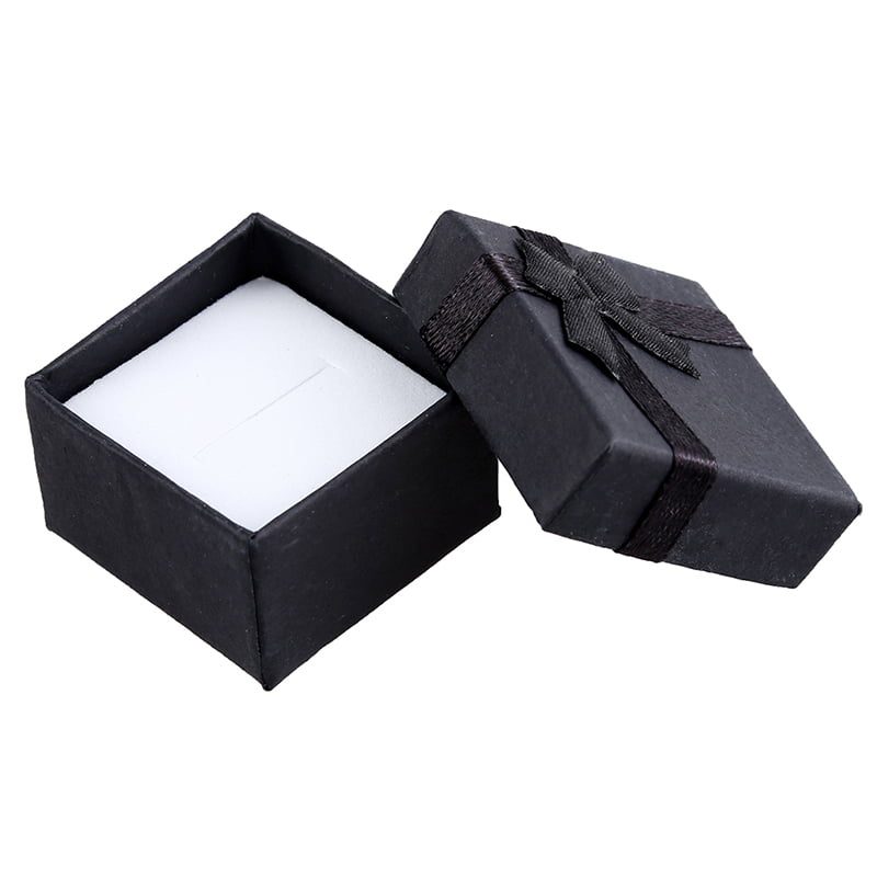 24 Pcs Ring Earring Jewelry Display Gift Box Bowknot Square Case black T3W6 