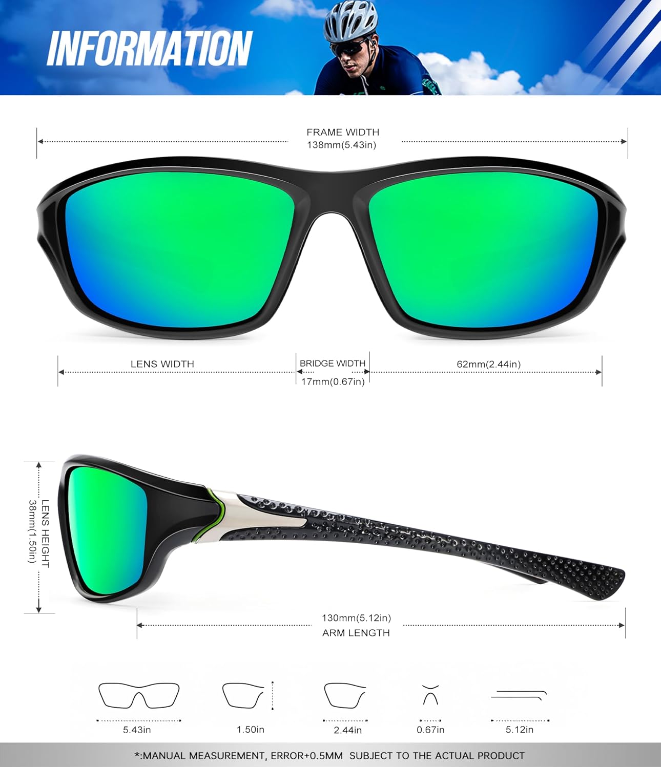 4 Pack Polarized Sunglasses-Men Sports Sun-glasses: Mens Sunglasses UV Protection for Fishing Driving Cycling