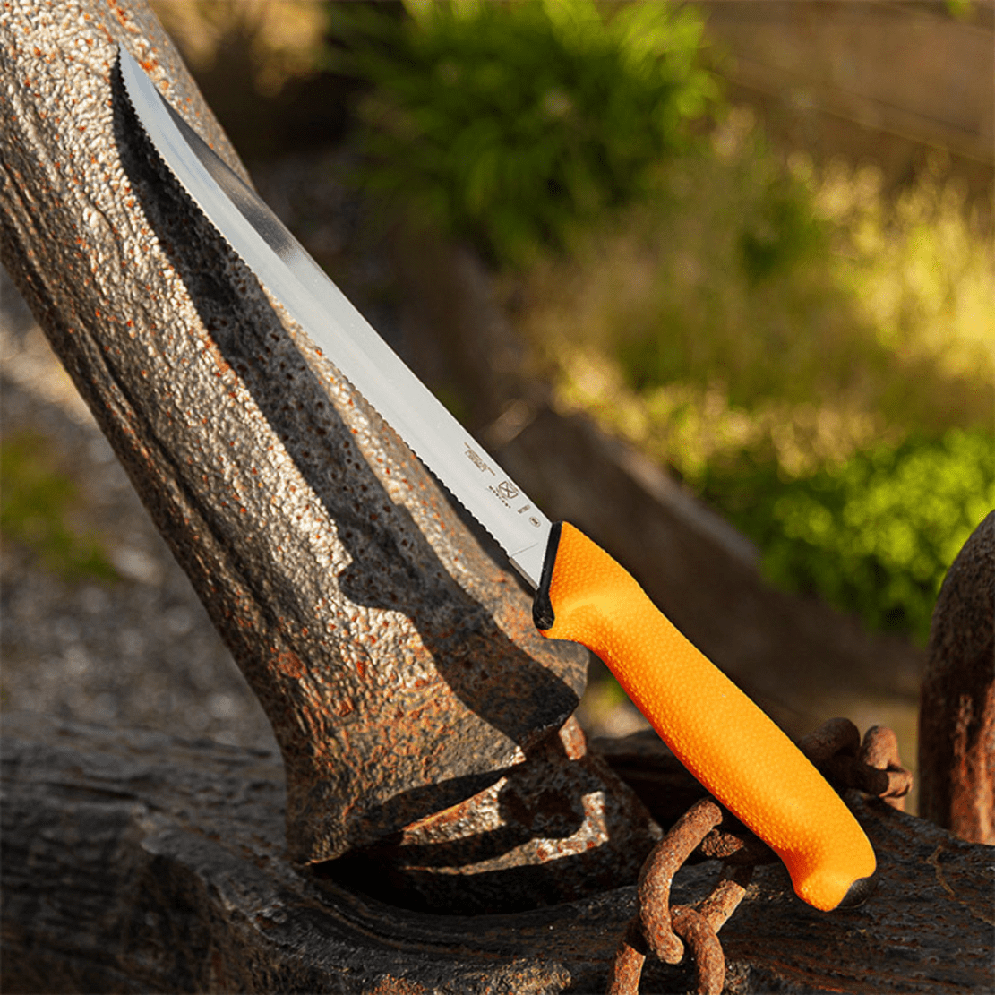 Mercer Sport Steel Knife, 9" Utility Slicer, Scalloped, Orange