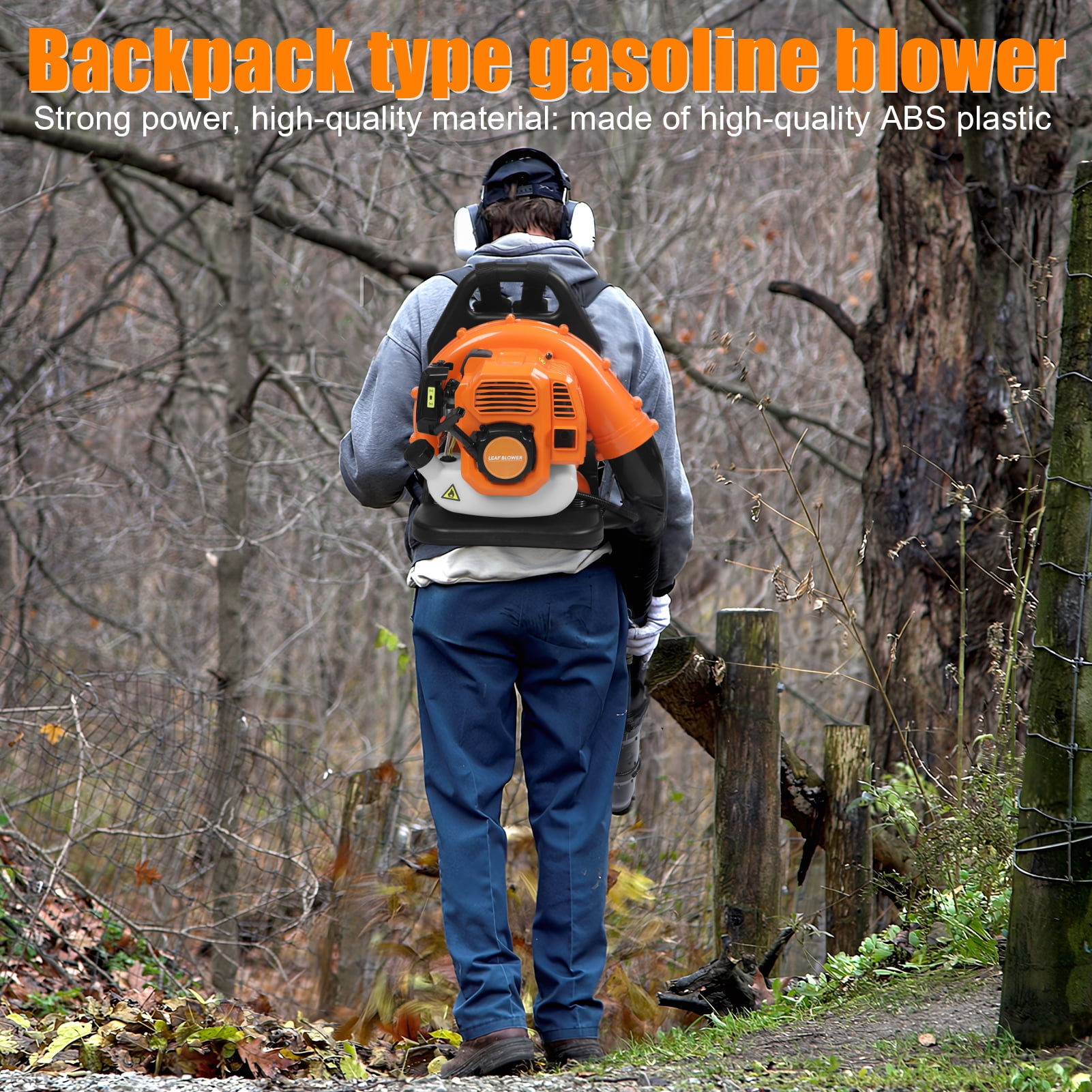 Mohsoe Powerful 550CFM Backpack Leaf Blower, 52CC 2-Stroke Engine, 205MPH Wind Speed for Large Area Cleaning