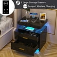 thumbnail image 3 of HNEBC Auto LED Nightstand with Wireless Charging Station & USB Ports,High Gloss Bedside Tables with 2 Drawers,Floating Nightstand with 3 Color & Adjustable Brightness Embedded LED Light Strip, 3 of 16