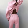 thumbnail image 6 of MSJUHEG Two Piece Outfits For Women Fall Outfits Tracksuit Solid Long Sleeve Hooded Sport Suits Autumn Warm Hoodie Sweatshirts Long Pant Two Piece Sets Slacks For Women Pink 2Xl, 6 of 7