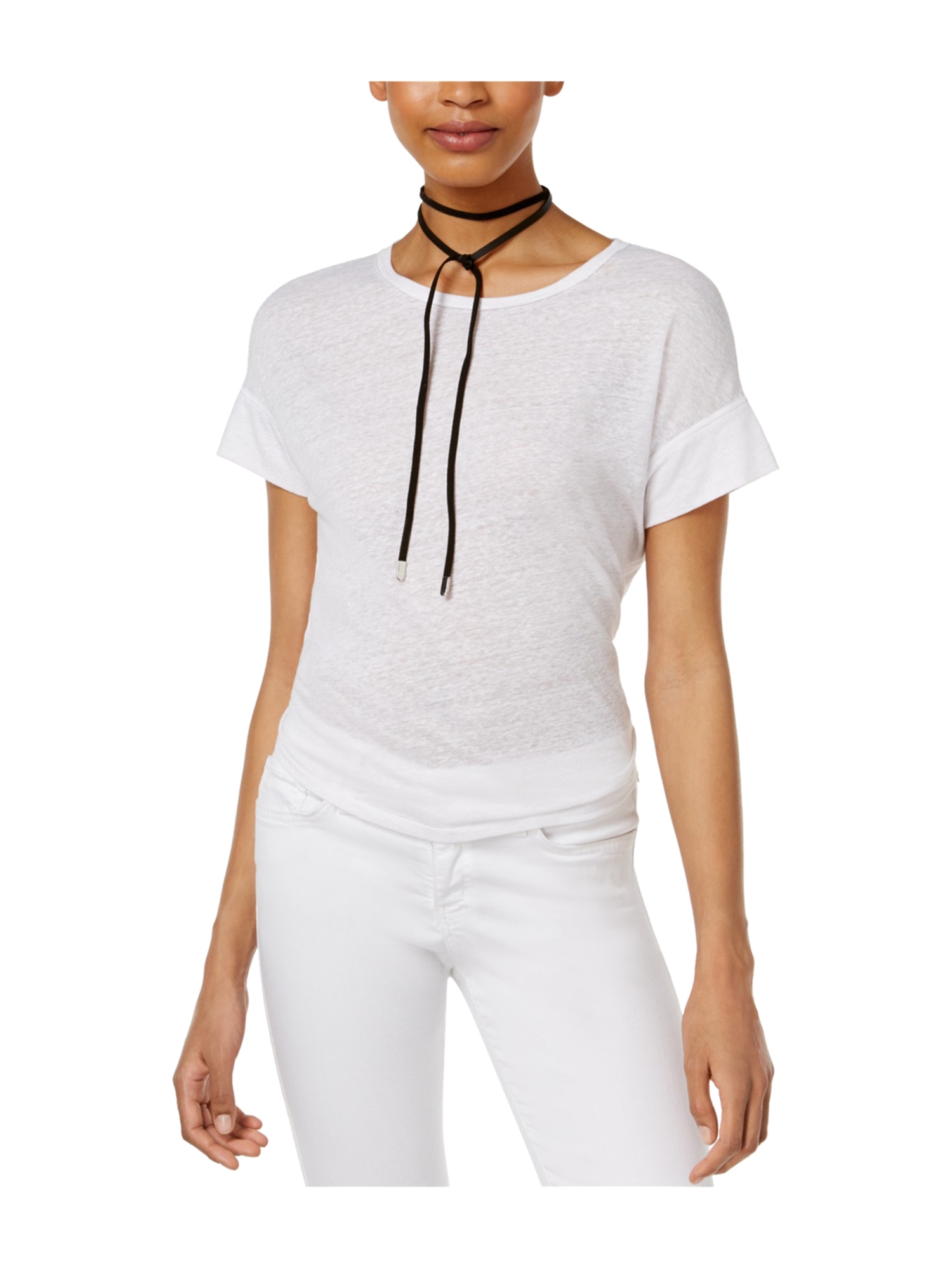 Rachel Roy Womens Cut Out Basic T-Shirt 
