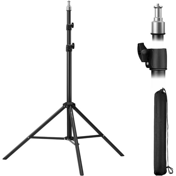 K&F Concept Light Stand for Photography, 6.5ft/2M Portable Extendable Photo Video Tripod Stand, Lighting Tripod with 1/4" Screw for Lighting/Strobe Light/Webcams/Cameras/Softbox, with Storage Bag