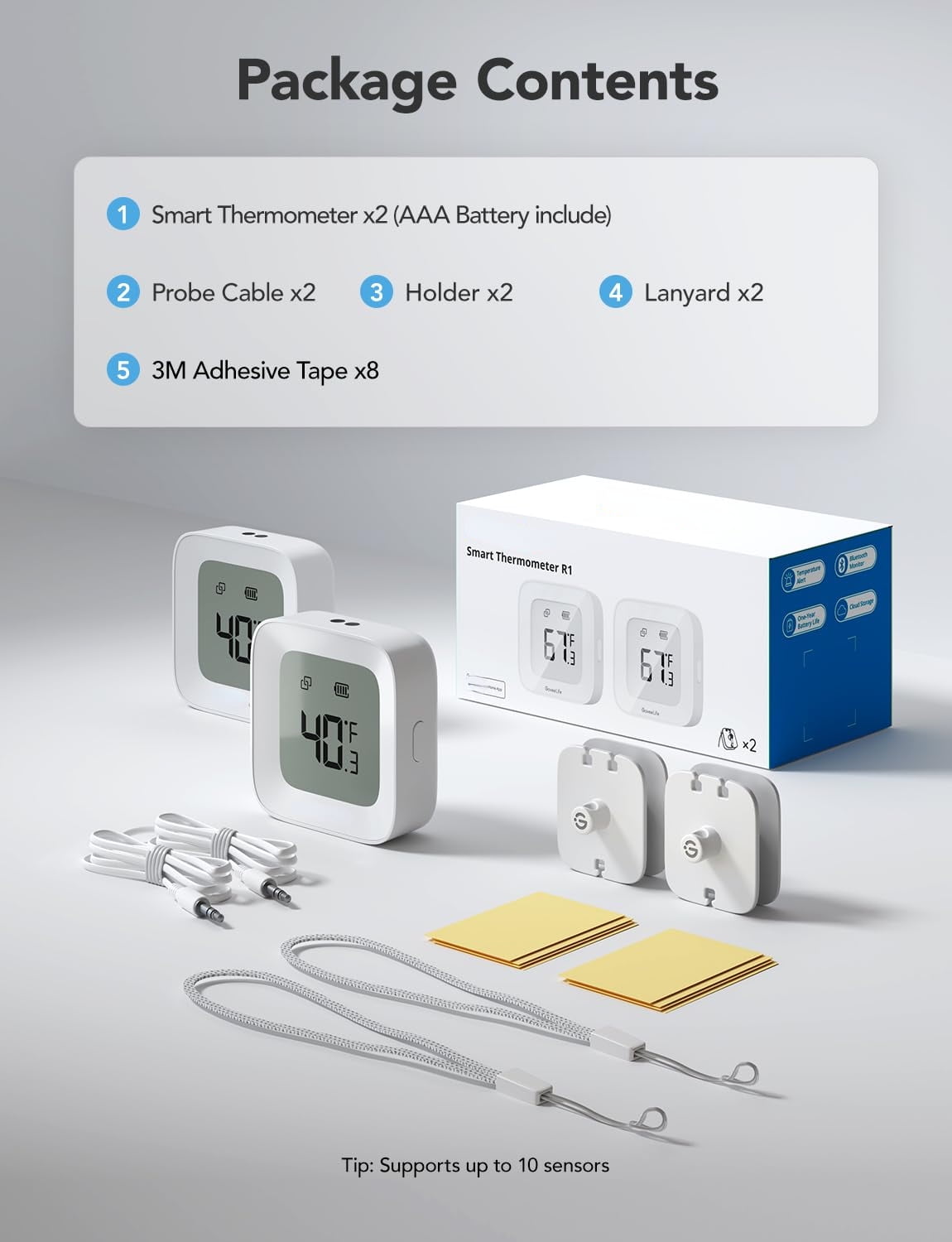 SUMMIT Freezer Thermometer Alarm, Smart Bluetooth Temperature Monitor Sensor for Refrigerator, 197 Ft Connecting Range APP Alert with Anti-False for Freezer (WiFi Gateway Not Included)