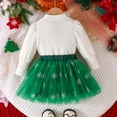 thumbnail image 6 of Linfrsh Baby Girl Christmas Clothes Toddler Baby Girls Christmas Two Piece Skirt Set Long Sleeve Knitted Tops with Plaid Suspender Skirt Fall Outfits Green,2-3 Years, 6 of 7