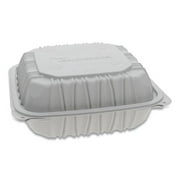 Pactiv YCNW0853 Vented Microwavable Hinged-Lid Takeout Container - 8.5 x 8.5 x 3.1 - 3-Compartment - White