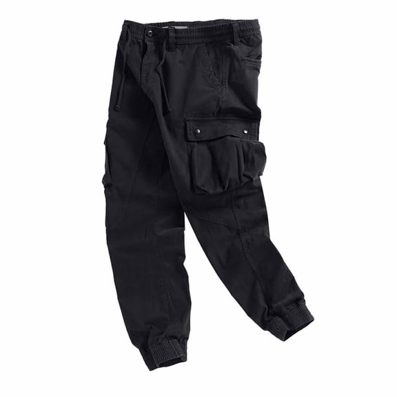 Blmnix Low Rise Men's Pants Travel Pants Cargo Baggy Hiking Pants Jean Black Cropped Taper Casual Pants for Men,L