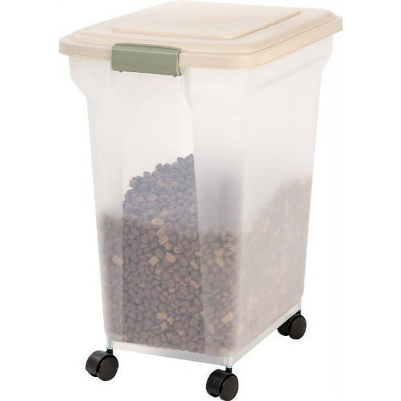 IRIS USA WeatherPro Airtight Dog Food Storage Container, Up to 19 Kg, Attachable Wheels, For Dog Cat Bird and Other Pet Food Storage Bin, Pet Supplies, Keep Fresh, Portable, BPA Free,