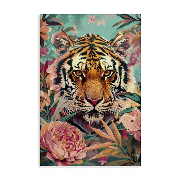 Stupell Industries Fierce Tiger In Waiting Animals Painting Wrapped Canvas Canvas Art Print Wall Art, 16 x 24