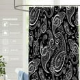 thumbnail image 3 of Black Paisley Floral Decor Shower Curtain,Bandana Silk Neck Scarf Kerchief Polyester Shower Curtain for Shower Stall Bathroom Waterproof with 6 Hooks 36x72 Inch, 3 of 6