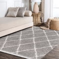 thumbnail image 3 of JONATHAN Y MERCER SHAG 5 x 8 Area Rug, Mercer Plush Tassel Moroccan Geometric Trellis - Gray/Cream, MCR104C-5, 3 of 3