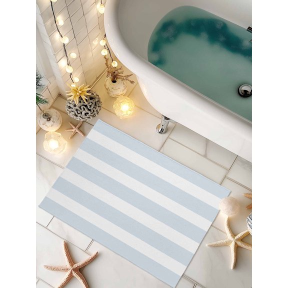Doormat Coast Blue Stripes Front Door Mat Non Slip Absorbent Low Profile Floor Mat Classic Striped Lines Welcome Mats Entryway Rug for Entrance Kitchen Porch Indoor Outdoor Home Decor 16"x24"