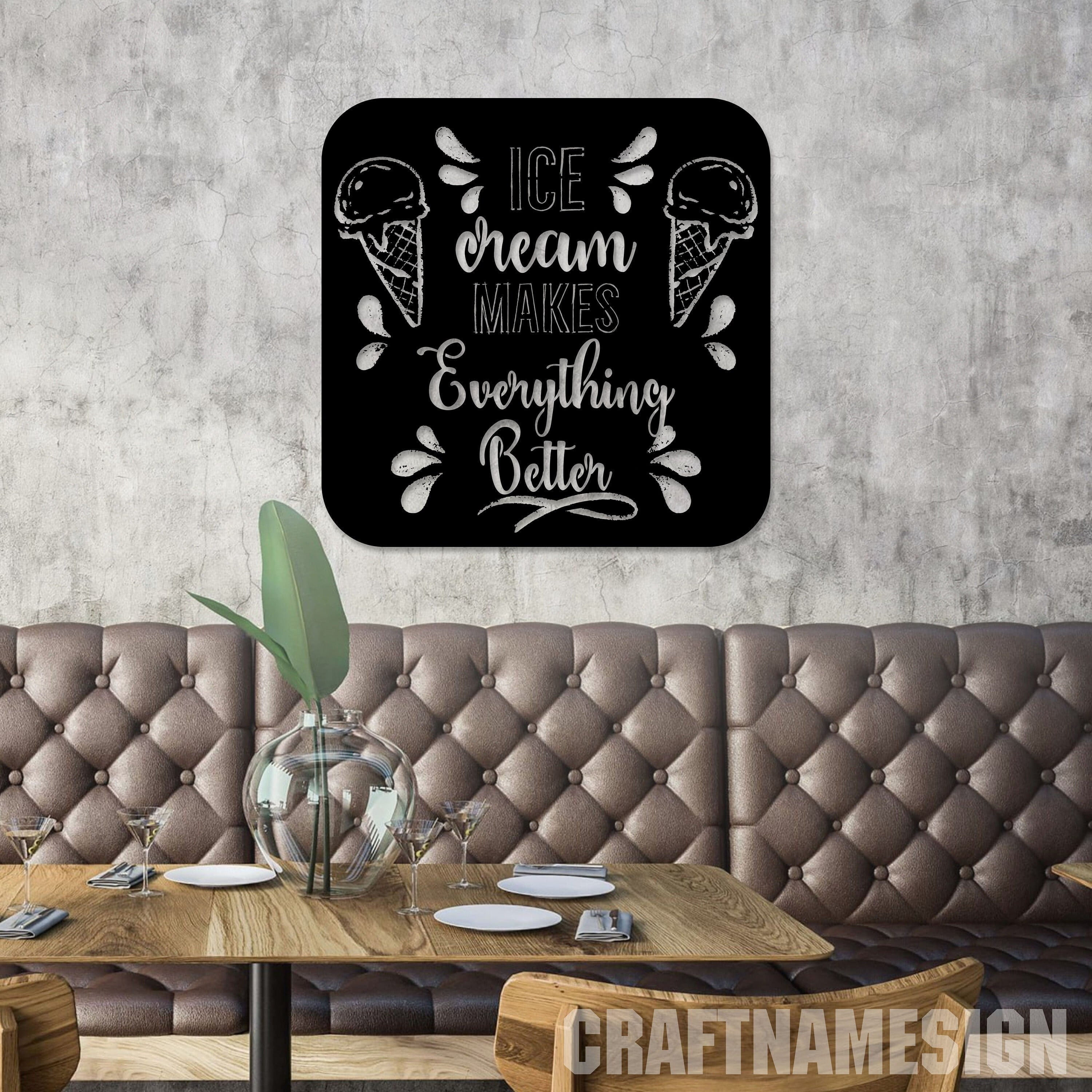 Craftnamesign Ice Cream Shop Metal Wall Art, Ice Cream Lovers Home