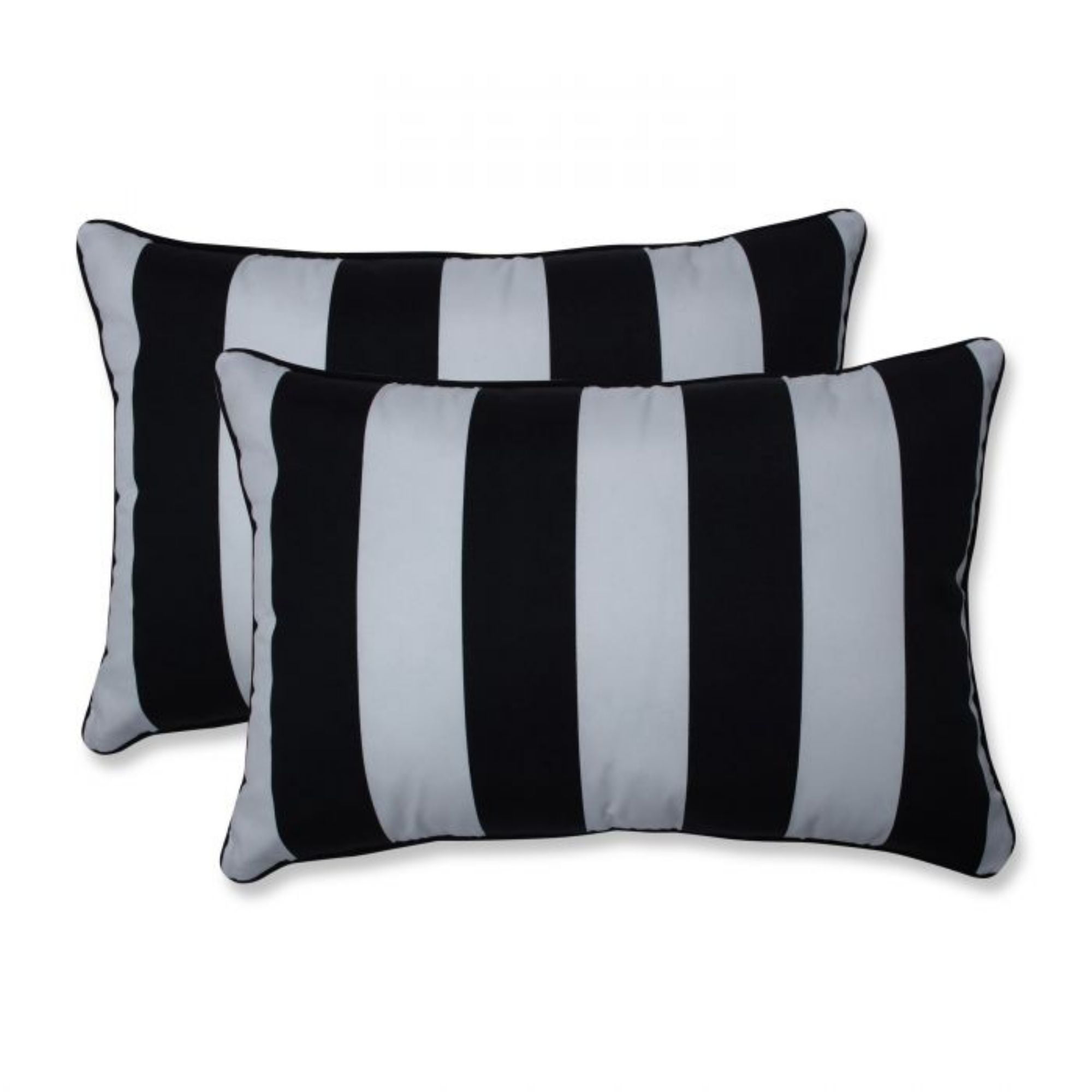 Set of 2 Black and White Striped UV Resistant Outdoor