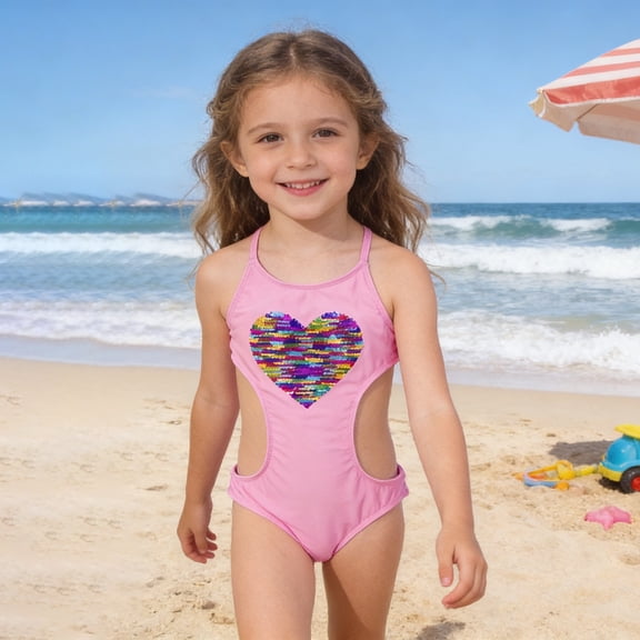 MEZZALL Children Girls Adjustable Strap One-Pieces Monokini Swimsuit Sweetheart Neckline And Ruffle Skirt Design Boho Summer Flower Print Beachwear