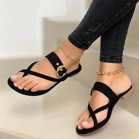 

Summer Saving Dvkptbk Women s Sandals Summer Ladies Shoes Flip Flops Casual Women s Sandals Beach Sandals Black 7.5