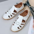 thumbnail image 5 of EliteGoogv Womens Flat Sandals Closed Toe Adjustable Strap Summer Shoes For Women Casual Outdoor Walking Footwear White US:7.5, 5 of 9