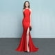 thumbnail image 3 of Vestido de novia de moda largo rojo con escote de cola de pez para banquete de boda, vestido de noche, 3 of 5