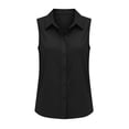 thumbnail image 7 of Womens Sleeveless Button Down Shirts Casual Collared Tank Top V Neck Summer Blouses Work office Chiffon Tops Black, 7 of 7