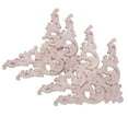thumbnail image 5 of 8Pcs Rubber Wood Carved Long Onlay Applique Unpainted Flower & Corner Onlay Applique Door Home Decor European Style 4pcs 20x5Cm & 4pcs 12.5X12.5Cm, 5 of 10
