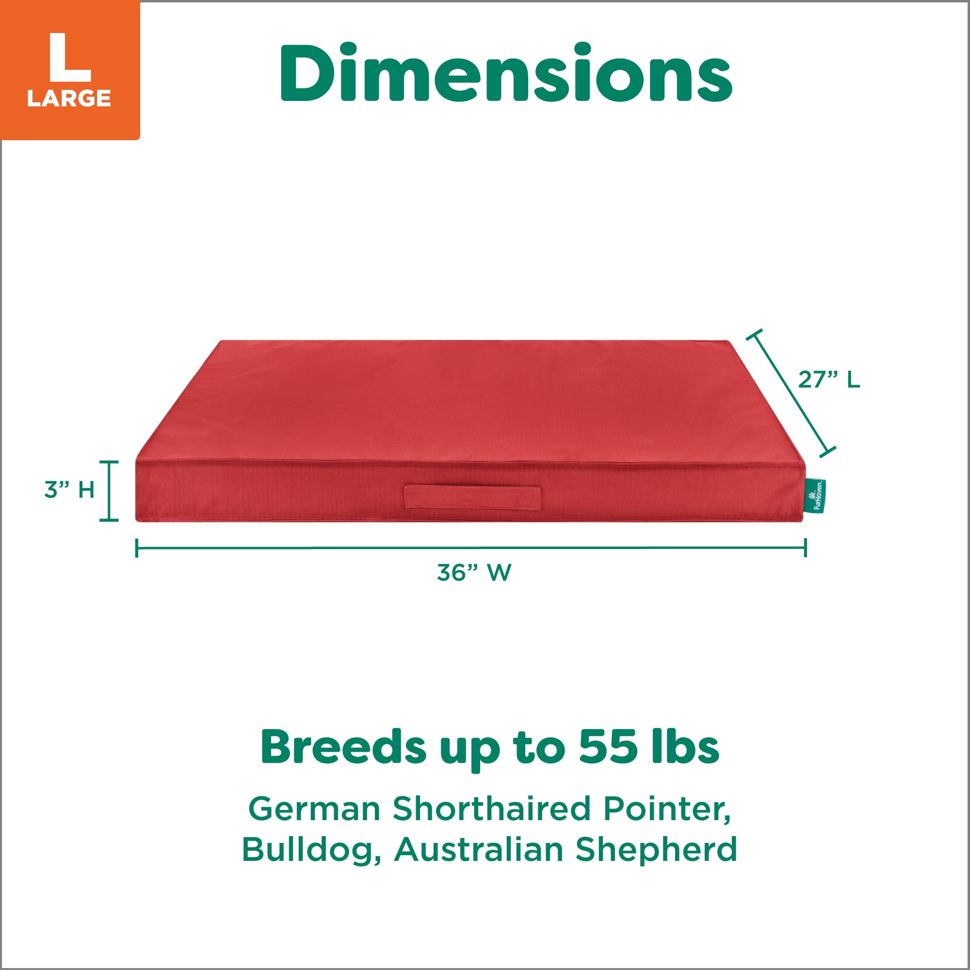 FurHaven Grid Indoor-Outdoor Cooling Memory Foam Deluxe Mattress for Dogs and Cats - Red, Large