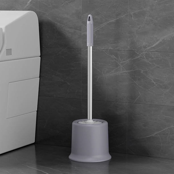 Set de Cepillo y Limpiador Compacto para Inodoro | Limpieza de Baño | Tamaño Compacto para Guardar | Gris y Azul | Plástico | 45,5 X 13,8 Cm | 1 Unidad | 170 G