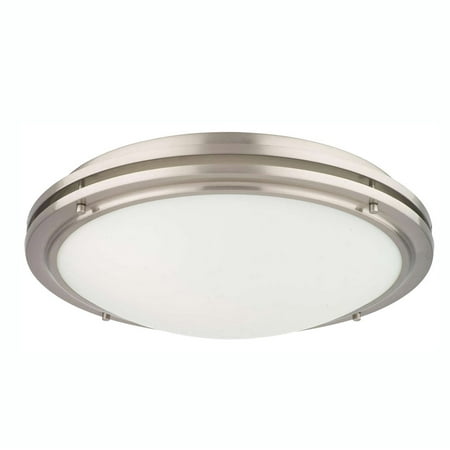Spanish Ceiling Lighting - Philips Forecast West End 1 Light Glass Ceiling Flushmount, Satin Nickel Finish