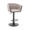 thumbnail image 1 of Banco para barra, en terciopelo diseño trensado, altura ajustable, giratorio, acolchonado, estructura negro mate, vanguardista, posapié SKU EL19522 BK GRIS LINEN, 1 of 5
