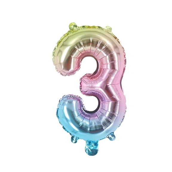 Number Three Balloon Colorful Number 3 Balloon 32" Foil Mylar Colorful Number Balloon