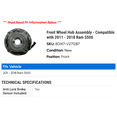 thumbnail image 2 of Front Wheel Hub Assembly - Compatible with 2011 - 2018 Ram 5500 2012 2013 2014 2015 2016 2017, 2 of 2