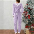 thumbnail image 4 of Jsaierl Women's Fleece Onesie Pajamas Cozy Warmth Hooded Zipper Jumpsuit Fuzzy One Piece Sleepwear Playsuit Christmas Gifts Pajama, 4 of 8