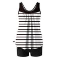 thumbnail image 4 of Hyknon Tankini Swimsuits for Women Conservative Stripe Printed Strappy Back Two Piece Set Swimsuits Summer Fashion Loose Plus Size Flowy Bathing Suits with Boyshorts, 4 of 6