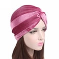 thumbnail image 3 of Travelwant Flannel Stretchy Turban Cap Head Cover Chemo Head Wraps Bennie Twisted India's Hat for Women, 3 of 6