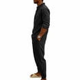 thumbnail image 6 of VBTAPA 2 Piece Outfits for Men Striped Button Down Shirts and Pants Set Long Sleeve Loungewear Pj Sets Black L, 6 of 9