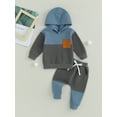 thumbnail image 2 of GXFC Baby Boys Fall Tracksuit Outfits Clothes 6M 1T 2T 3T Kids Boys Long Sleeve Hooded Contrast Color Sweatshirt and Elastic Waistband Long Pants 2 Piece Casual Autumn Clothing for Toddler Boys, 2 of 8