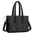 thumbnail image 2 of Teacher Tote Bag,Neon Outline Dinosaurs Teacher Utility Tote Bag,Large Work Tote Bags for Women with Multiple Pockets,Top Zipper Closure,13.8x10.6x6.7 Inch, 2 of 5