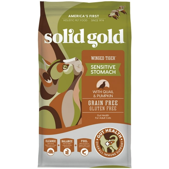 Solid Gold Winged Tiger Sensitive Stomach Dry Cat Food, Quail, 3lb Bag