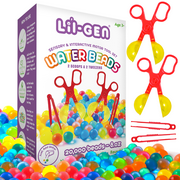 LI'L GEN Lil Gen Water Beads with Fine Motor Skills Toy Set | Non-Toxic Water Sensory Toy for Kids | 20,000 Beads with 2 Scoops and Tweezers for Early Skill Development
