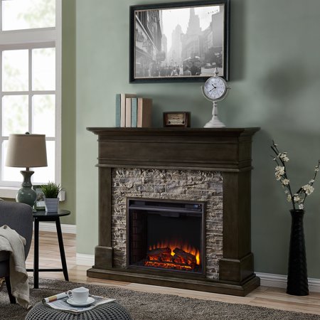 Harper Blvd Hennintol Faux Stone Electric Fireplace Glazed Pine