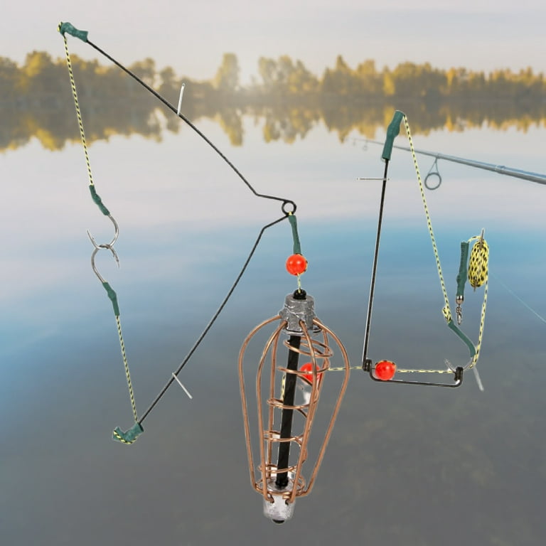 Fishing Lure Cage Portable Anti-Corrosion Metal Carp Fishing Bait Trap Cage  Fishing Bait Feeder Basket with Line Hooks for Fishing, Fishing Tackle